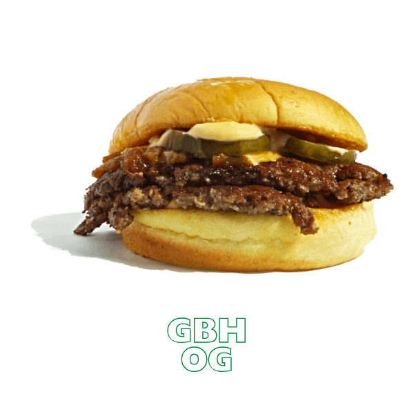 smashed beef, American cheese, caramelised onions, pickles, house sauce, potato bun.