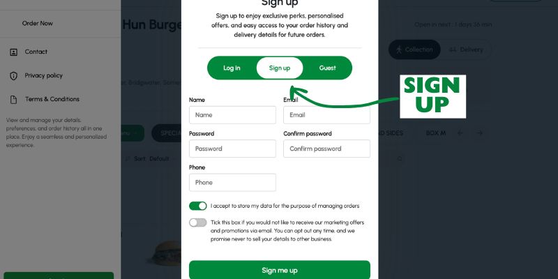 Loyalty scheme sign up